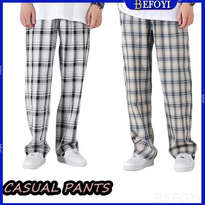 Quần Kẻ Sọc Ca Rô Dáng Rộng Thoải Mái Thời Trang Mùa Hè Hàn Quốc Dành Cho Nam zyq022