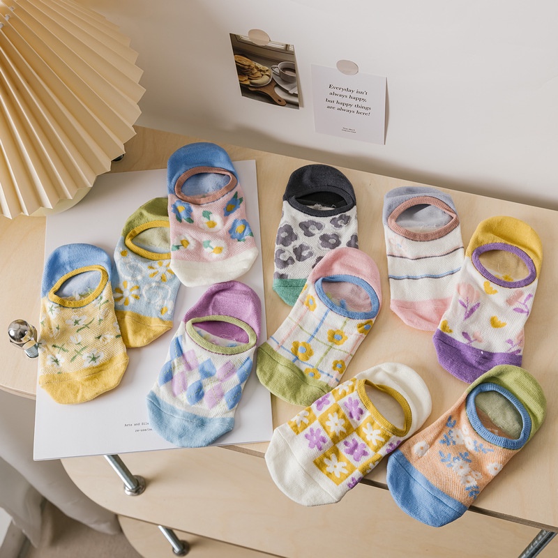 Vớ Cotton Lưới Mỏng Thoáng Khí Không Dính Miệng Nông Thời Trang Mùa Hè Cho Nữ