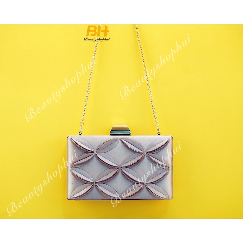 Túi Xách Đeo Vai Một Dây Đính Hoa Lụa Sang Trọng