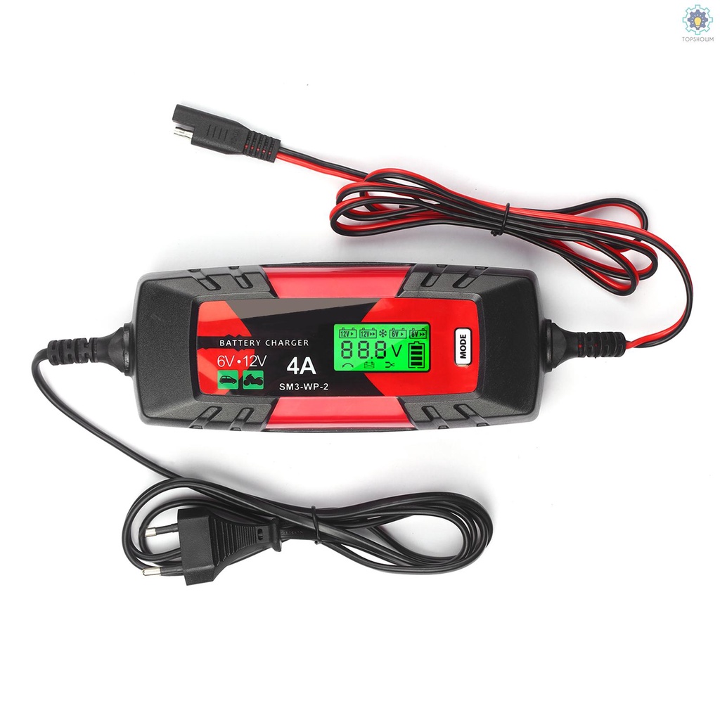 Thiết Bị Sạc Pin Tự Động Thông Minh 6V / 12V 4Amp Màn Hình LCD Cho Xe Hơi / Tàu Thuyền / Xe Máy EU