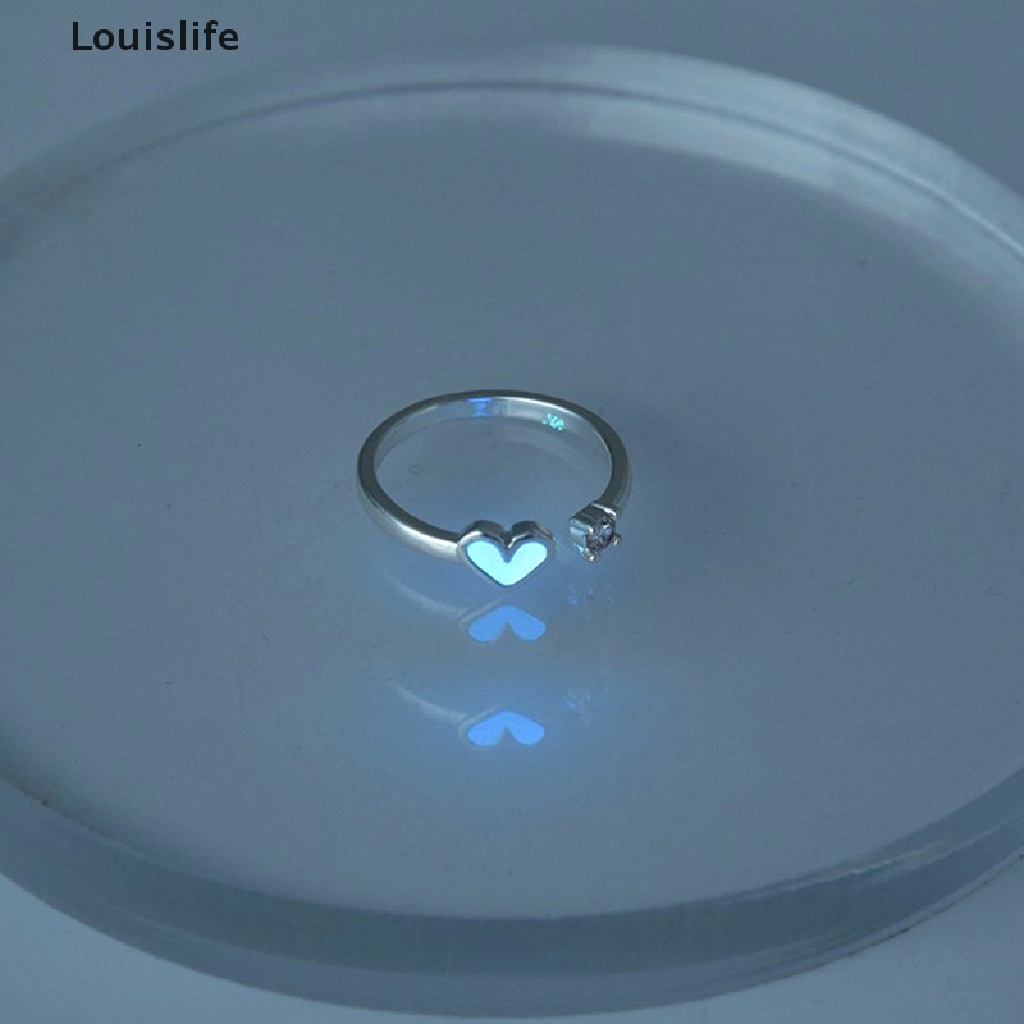 Nhẫn Louislife Phát Sáng Trong Đêm Hình Trái Tim Có Thể Điều Chỉnh Kích Thước Cho Cặp Đôi