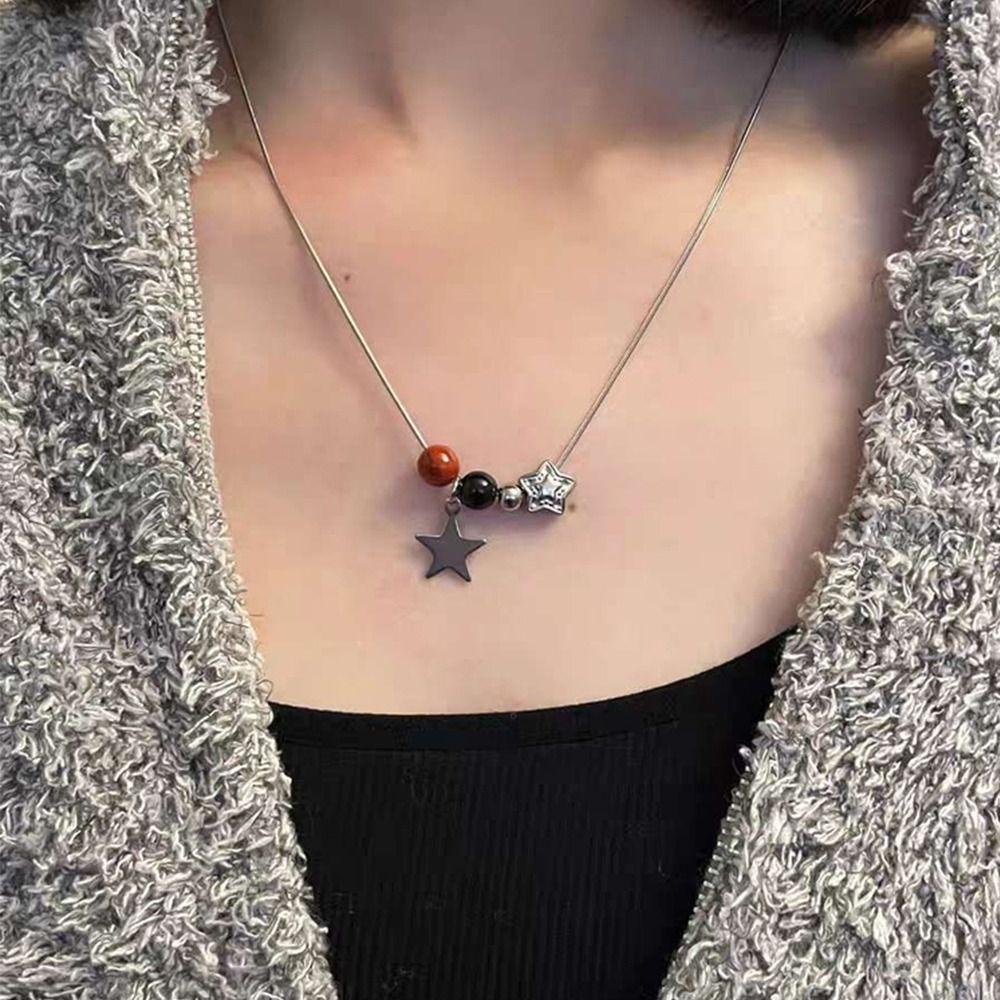 Vòng Cổ Choker Bằng Thép Titan Mặt Ngôi Sao Năm Cánh Y2k Thời Thượng Cho Nữ