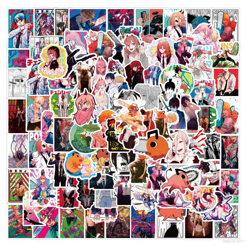 Set 100 Miếng Dán Chống Thấm Nước Hình Cưa Xích Graffiti Trang Trí Đa Ứng Dụng