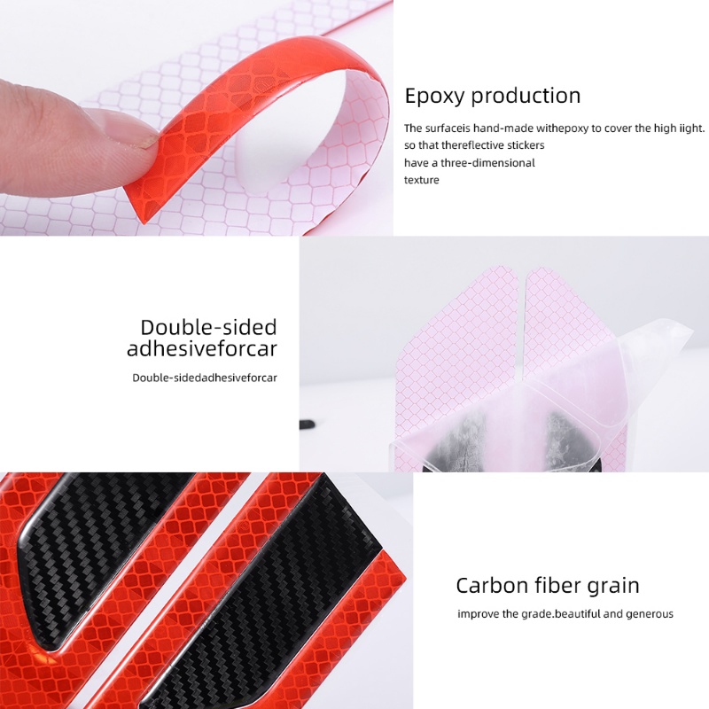 Bộ 2 Miếng Dán Phản Quang Tự Dính Bằng Sợi Carbon Chống Trầy Cho Xe Hơi