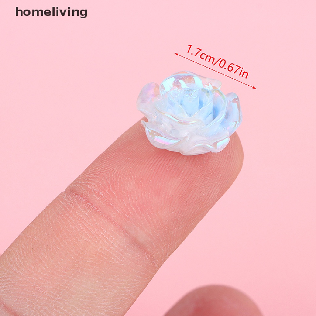 Set 2 Mô Hình Hoa Hồng Dạ Quang Mini Bằng Nhựa Resin Trang Trí Nhà Cửa Sân Vườn DIY