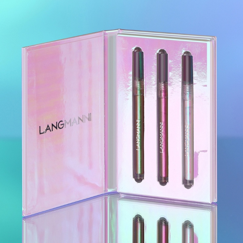 Set 3 Bút Kẻ Mắt Dạng Lỏng Langmanni Chống Thấm Nước Lâu Trôi Màu Kim Cương Lấp Lánh