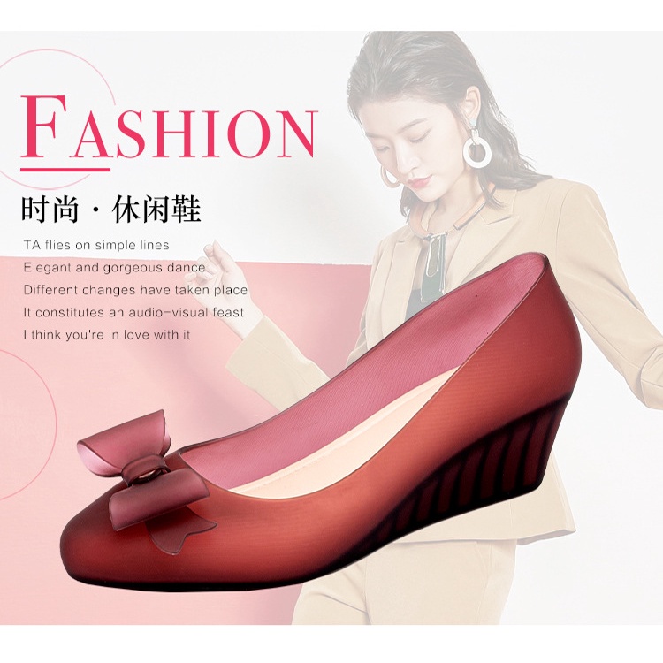 Gia y nu Giày Sandal Cao Su Dẻo Chống Thấm Nước Tăng Chiều Cao Đi Biển Mùa Hè Cho Nữ ZVJB