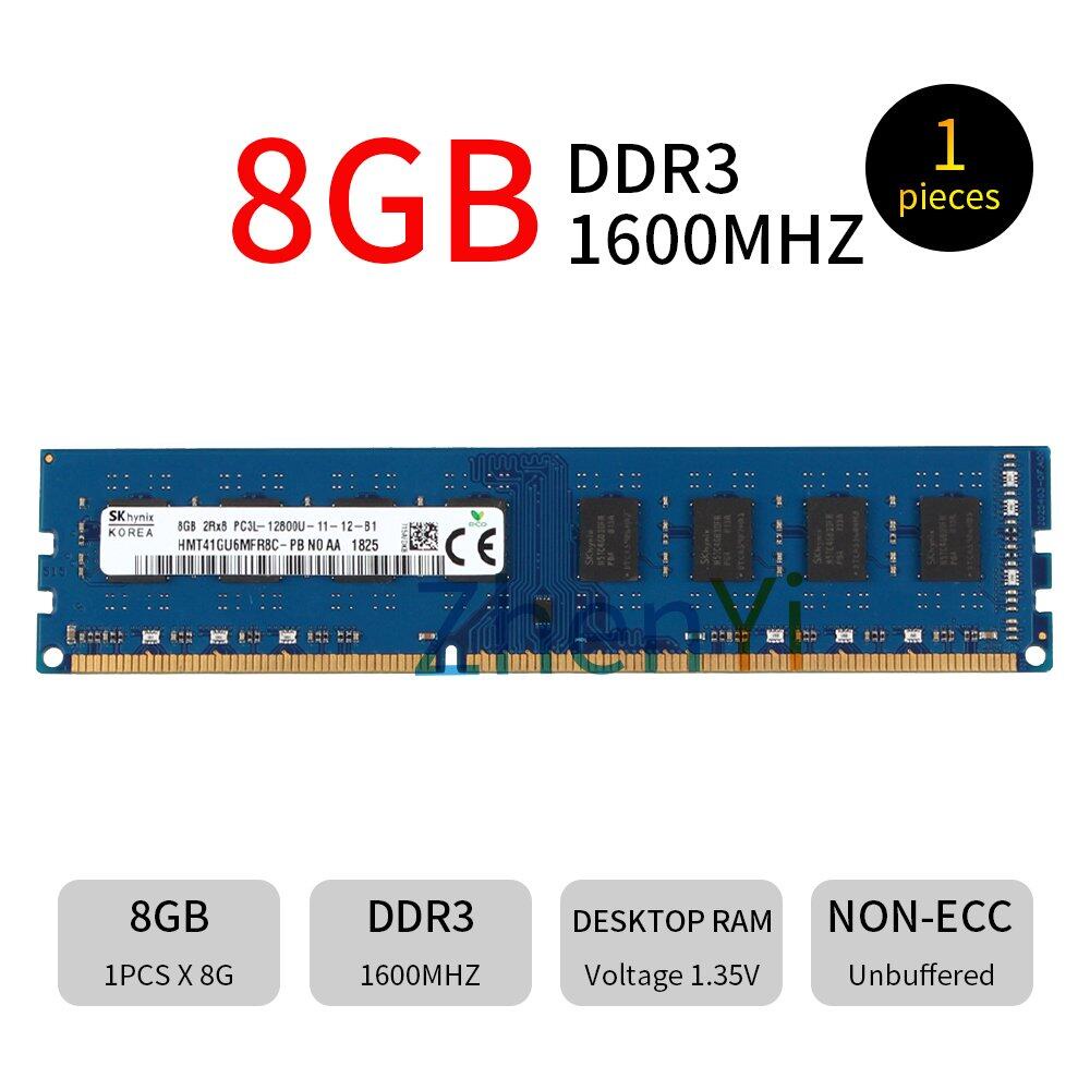 Thẻ Nhớ 8GB DDR3L 1600MHz PC3L-12800U 1.35V 240Pin DIMM Cho Máy Tính