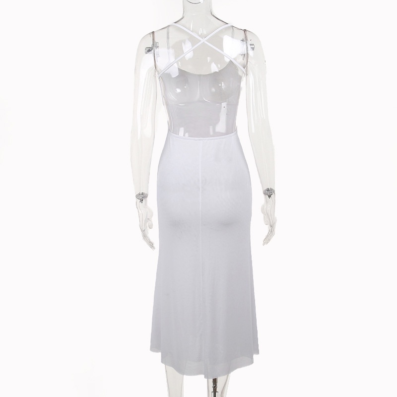 DUNEA Đầm Dài Phối Lưới Thời Trang Quyến Rũ Cho Nữ