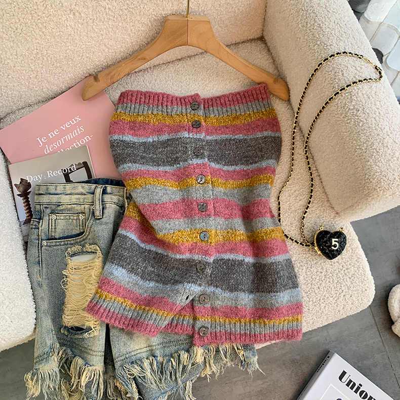 Áo Dệt Kim Dáng Ôm Cao Cấp Họa Tiết Kẻ Sọc Nhiều Màu Sắc Thời Trang Mùa Hè Dành Cho Nữ