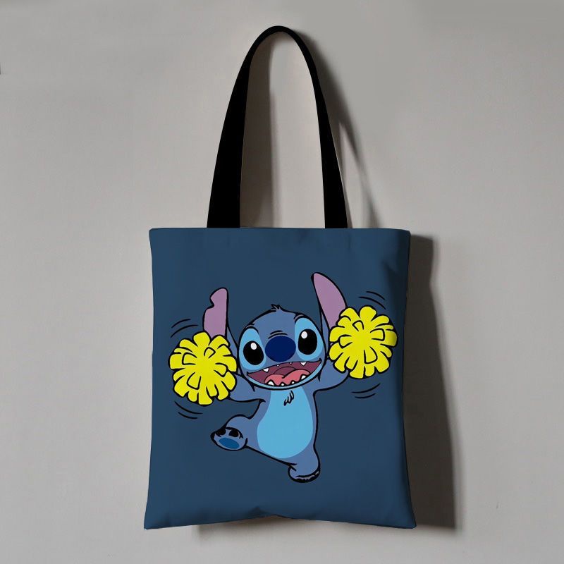 Túi Đeo Vai Vải Canvas In Hoạt Hình Stitch Dễ Thương Thời Trang Cho Nữ