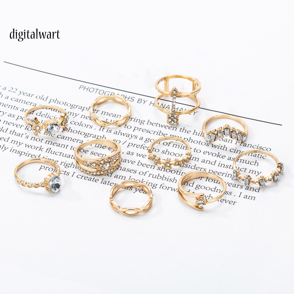 Kỹ Thuật Số| Set 10 Nhẫn Đính Đá Phong Cách Bohemian Sáng Tạo Dành Cho Nữ