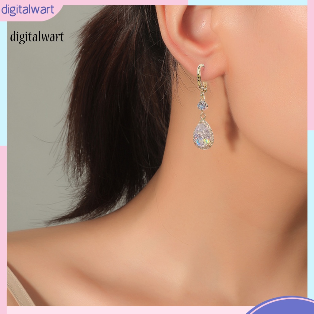 Kỹ Thuật Số| 1 Đôi Bông Tai Hình Giọt Nước Đính Đá Lấp Lánh Không Gây Dị Ứng Thời Trang Cho Nữ