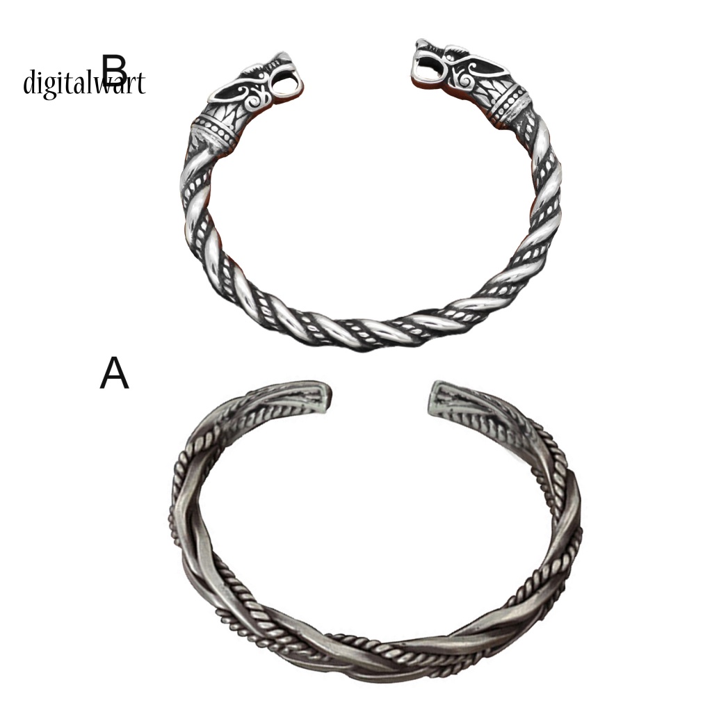 Kỹ Thuật Số| Vòng Đeo Tay Dạng Hở Hình Đầu Rồng Bằng Thép Không Gỉ Màu Sắc Trơn Cổ Điển Chống Biến Dạng Dễ Phối Đồ Trang Sức Cho Nam