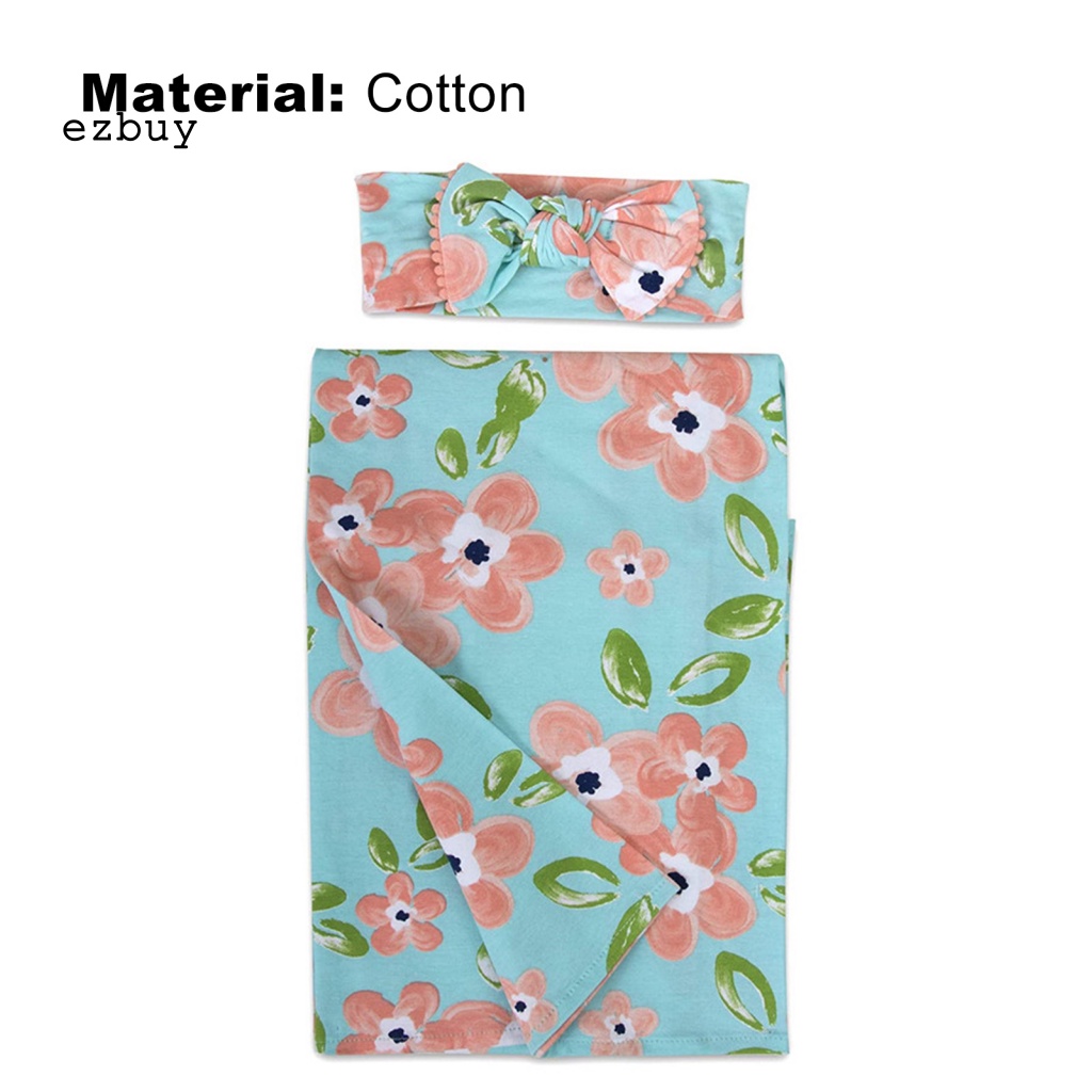 Bộ 2 Chăn Quấn Thoáng Khí In Họa Tiết Hoạt Hình Kèm Mũ Beanie Cho Bé Sơ Sinh