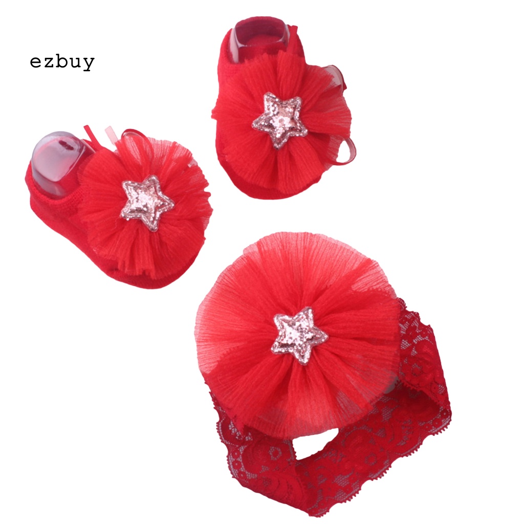 Set Vớ + Băng Đô Mềm Mại Chống Trượt Xinh Xắn Cho Bé