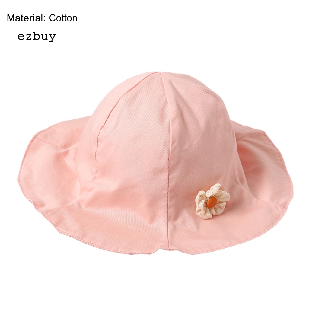 Mũ Tai Bèo Cotton Thoáng Khí Chống Phai Màu Đính Hoa Tinh Tế Có Dây Đeo Cho Trẻ Em