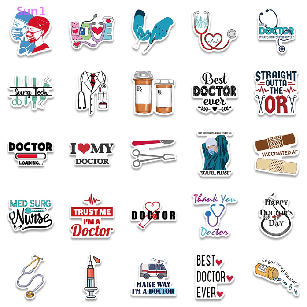 Set 50 Miếng Dán Trang Trí Laptop Vali Hình Bộ Xương Dễ Thương