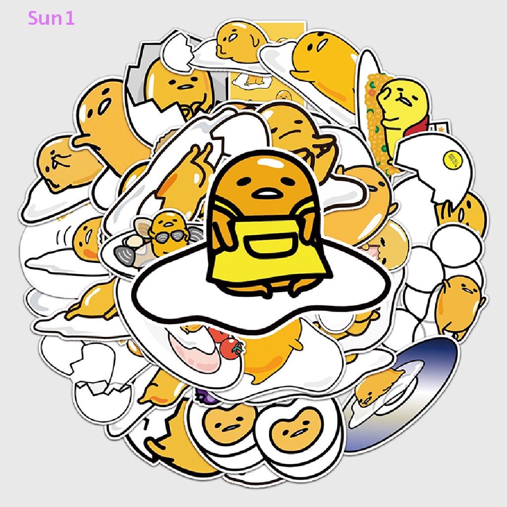 Bộ 50 Miếng Dán Chống Nước Họa Tiết Hoạt Hình Anime Gudetama Sun1