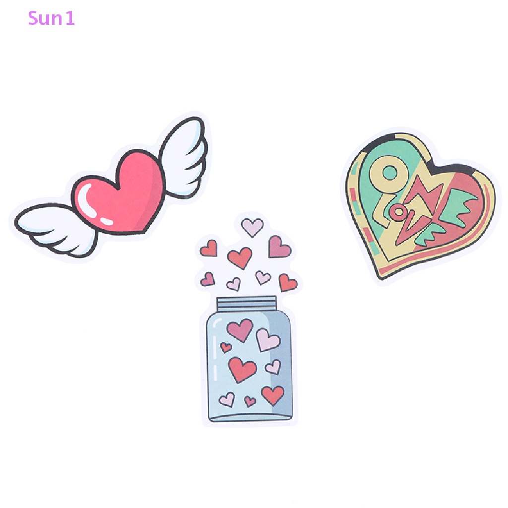 Set 50 Sticker Hình Trái Tim Màu Hồng Phong Cách Vintage Dùng Để Trang Trí Sổ Tay / Laptop