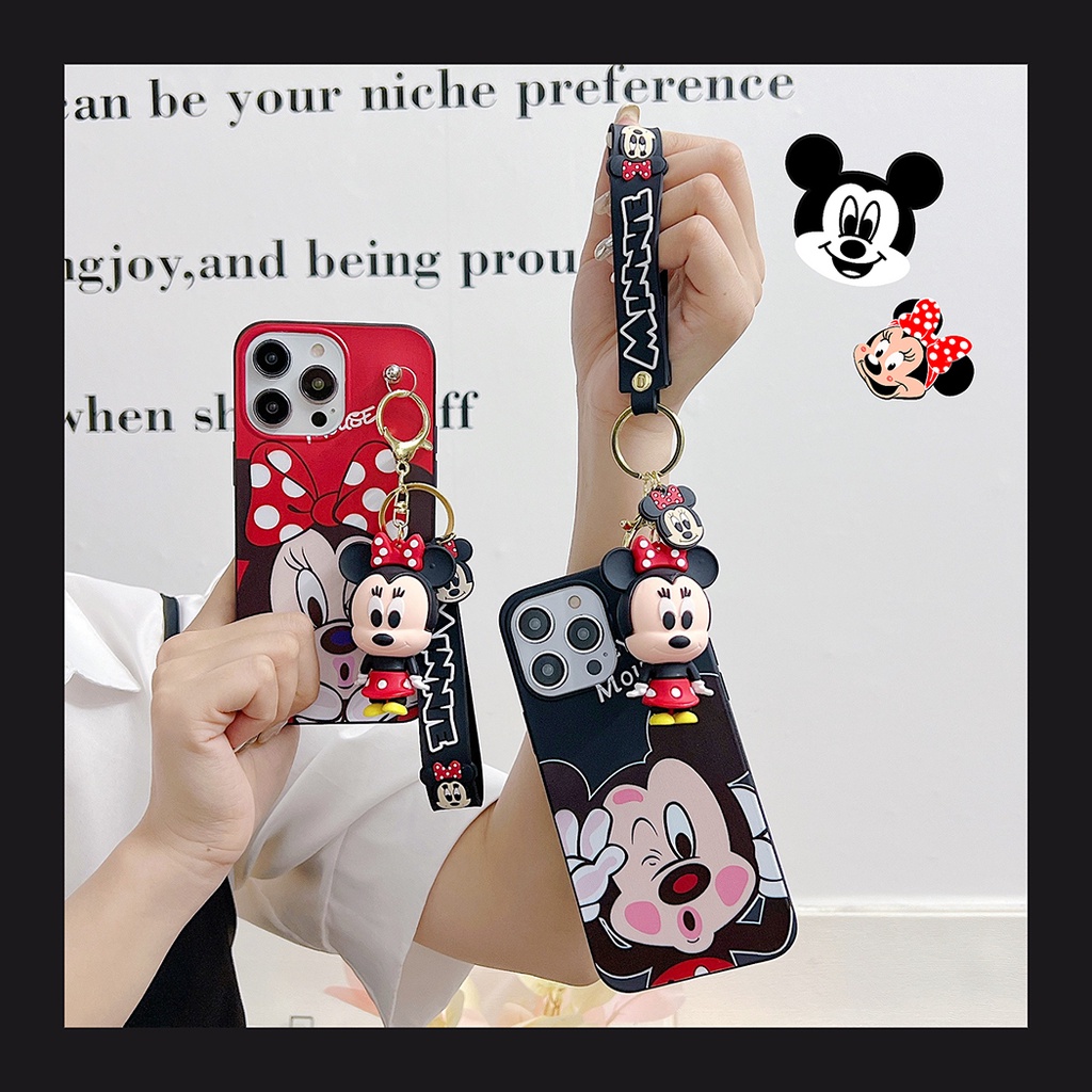 DISNEY Ốp Điện Thoại Gắn Búp Bê Mickey Minnie 3D Cho Samsung Galaxy S23 Ultra S22 S21 + S21FE S20 A14 A53 A71 A51 A50 A20s A10s