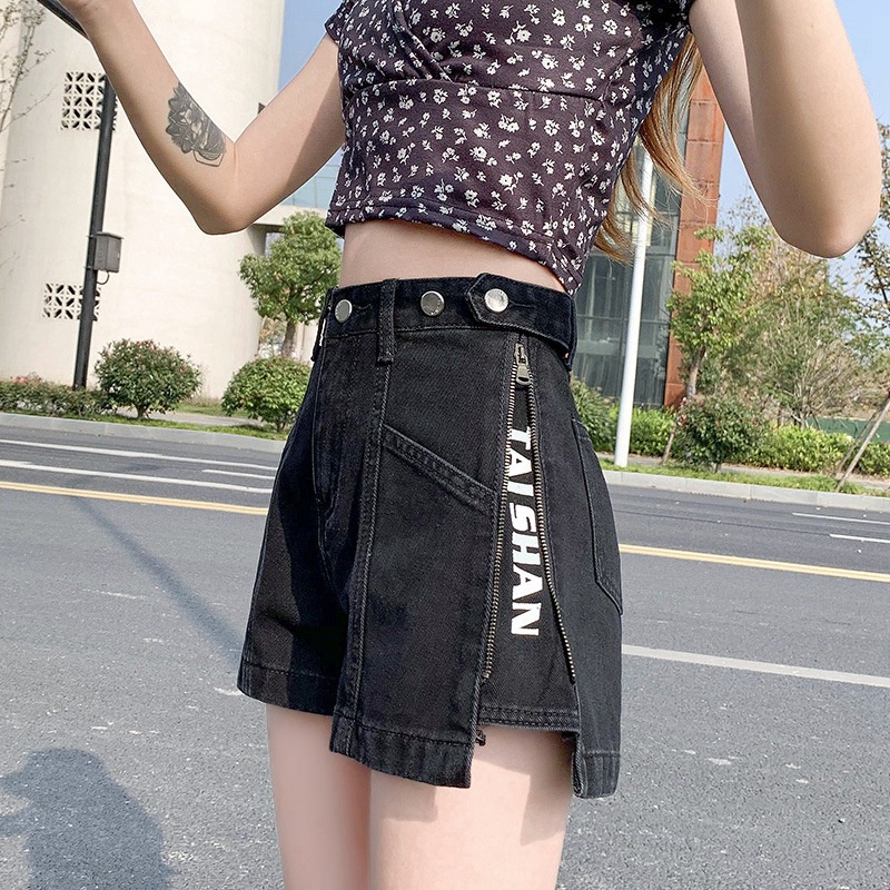 Quần Short Jeans Khóa Kéo Thời Trang Hàn Quốc Cho Nữ