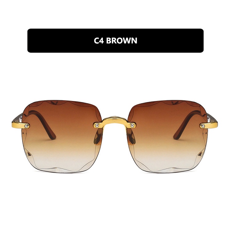 Kính Mát Tròng Vuông Lớn Không Viền Chống Tia UV400 Thời Trang Cho Nữ