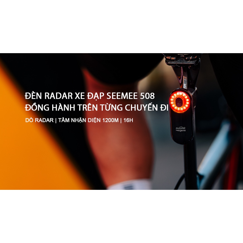 Đèn hậu radar xe đạp MAGICSHINE SEEMEE508 độ sáng 20 lumen tầm nhận diện 1.200m
