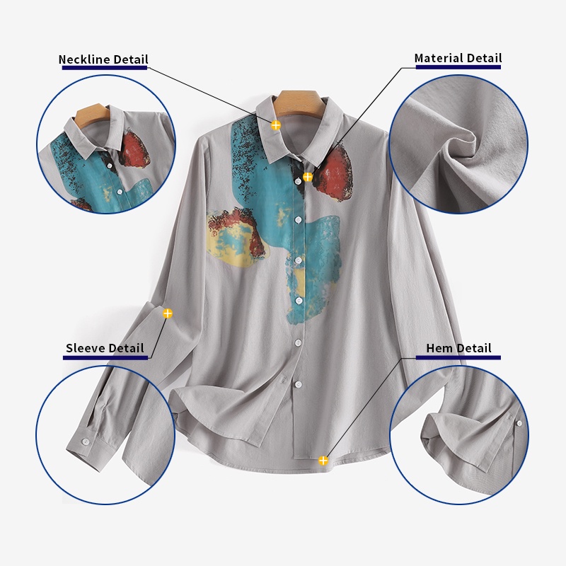 Áo sơ mi nữ ZANZEA dài tay in họa tiết thời trang Hàn Quốc