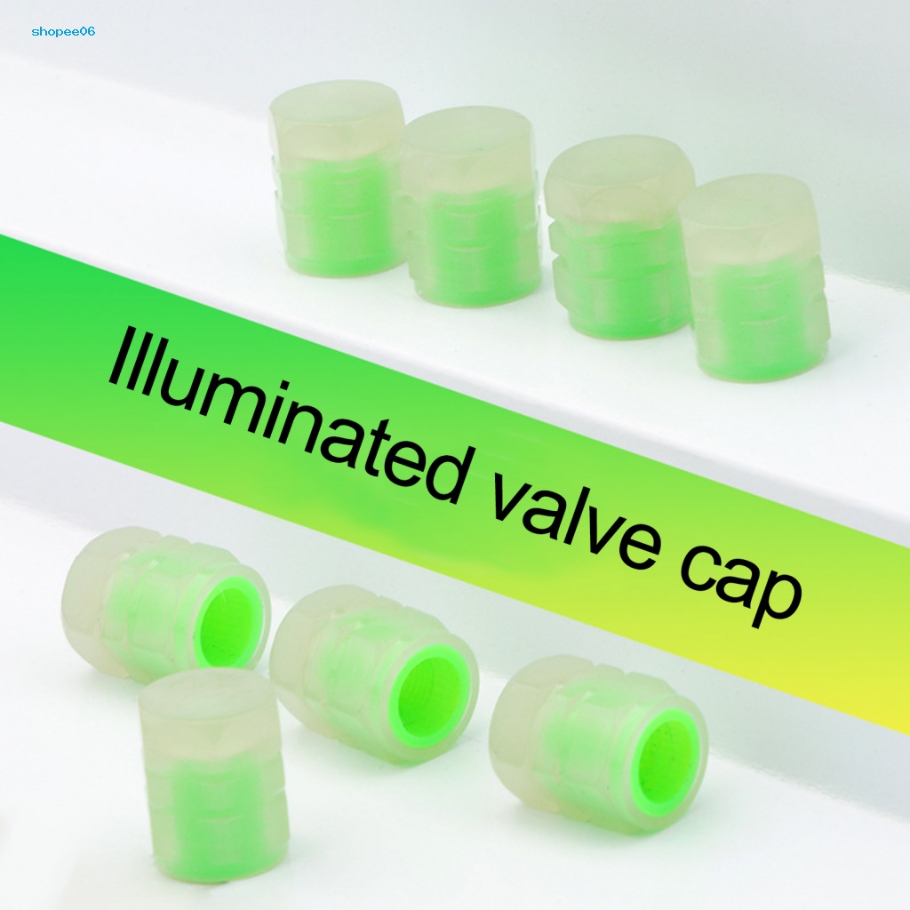 Bộ 4 Nắp Van Bánh Xe Hơi Bằng Nhựa ABS Phát Sáng Chống Bụi