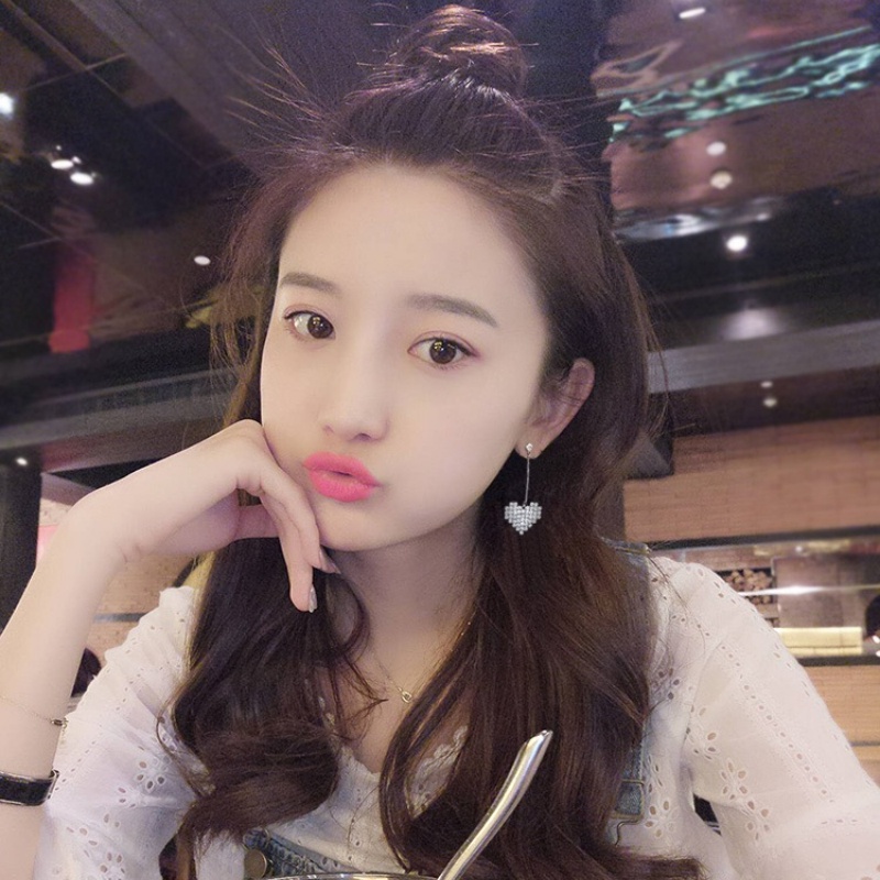 Bông Tai Mạ Bạc 925 Hình Trái Tim Lấp Lánh Đơn Giản Thời Trang Phong Cách Hàn Quốc Cho Nữ