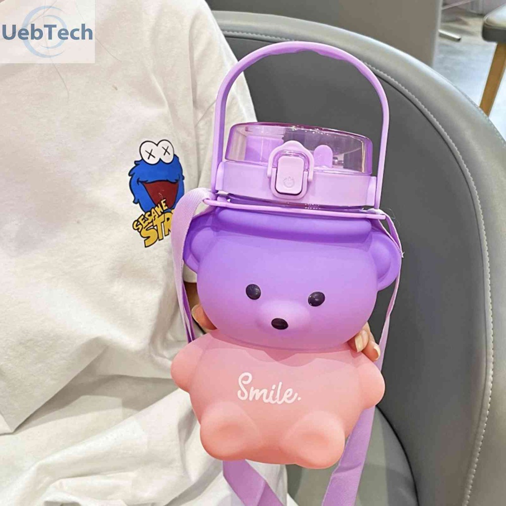 Cốc Uống Nước 1100ml Có Nắp Đậy Và Ống Hút Hình Gấu Dễ Thương