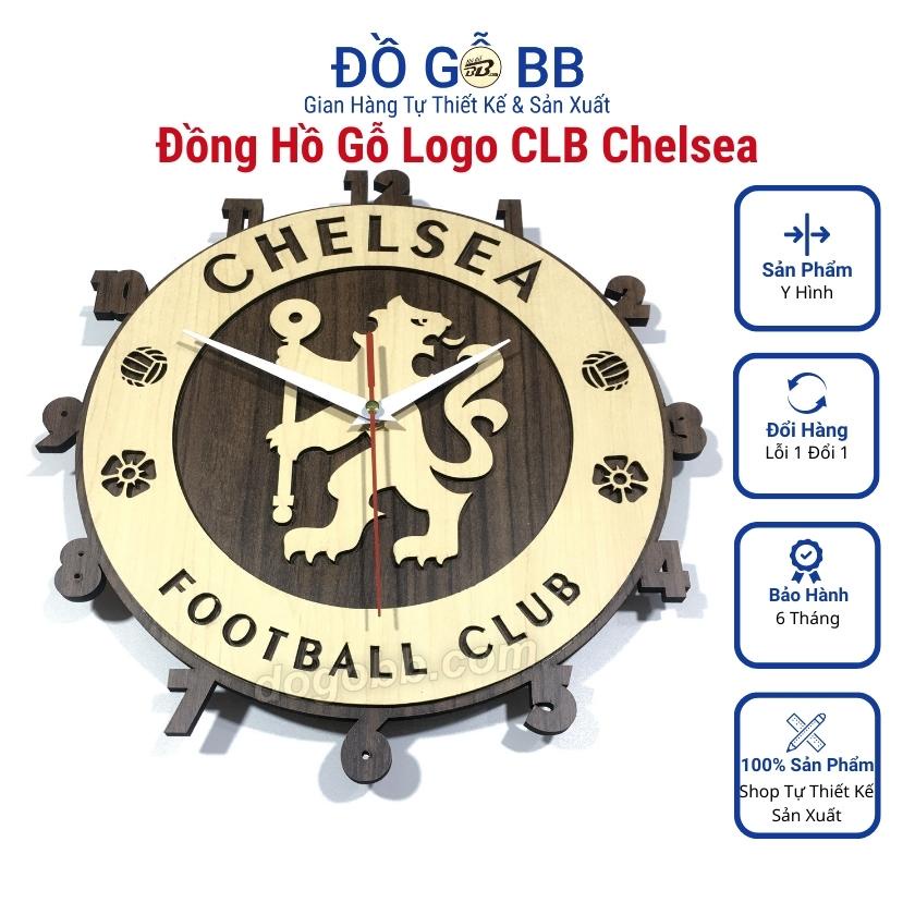 Đồng hồ tranh logo CHELSEA (THE BLUE) treo tường decor bóng đá gỗ làm quà tặng sinh nhật nam bạn trai chồng