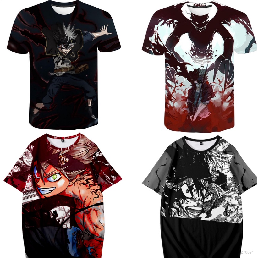 Áo Thun Tay Ngắn In Hình Asta Graphic 3D Màu Đen Phong Cách Harajuku Thời Trang Cho Nam Và Nữ