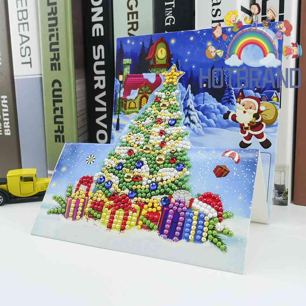 Bộ 8 Tấm Thiệp Giáng Sinh Đính Đá Hình Tranh Đính Đá Đặc Biệt