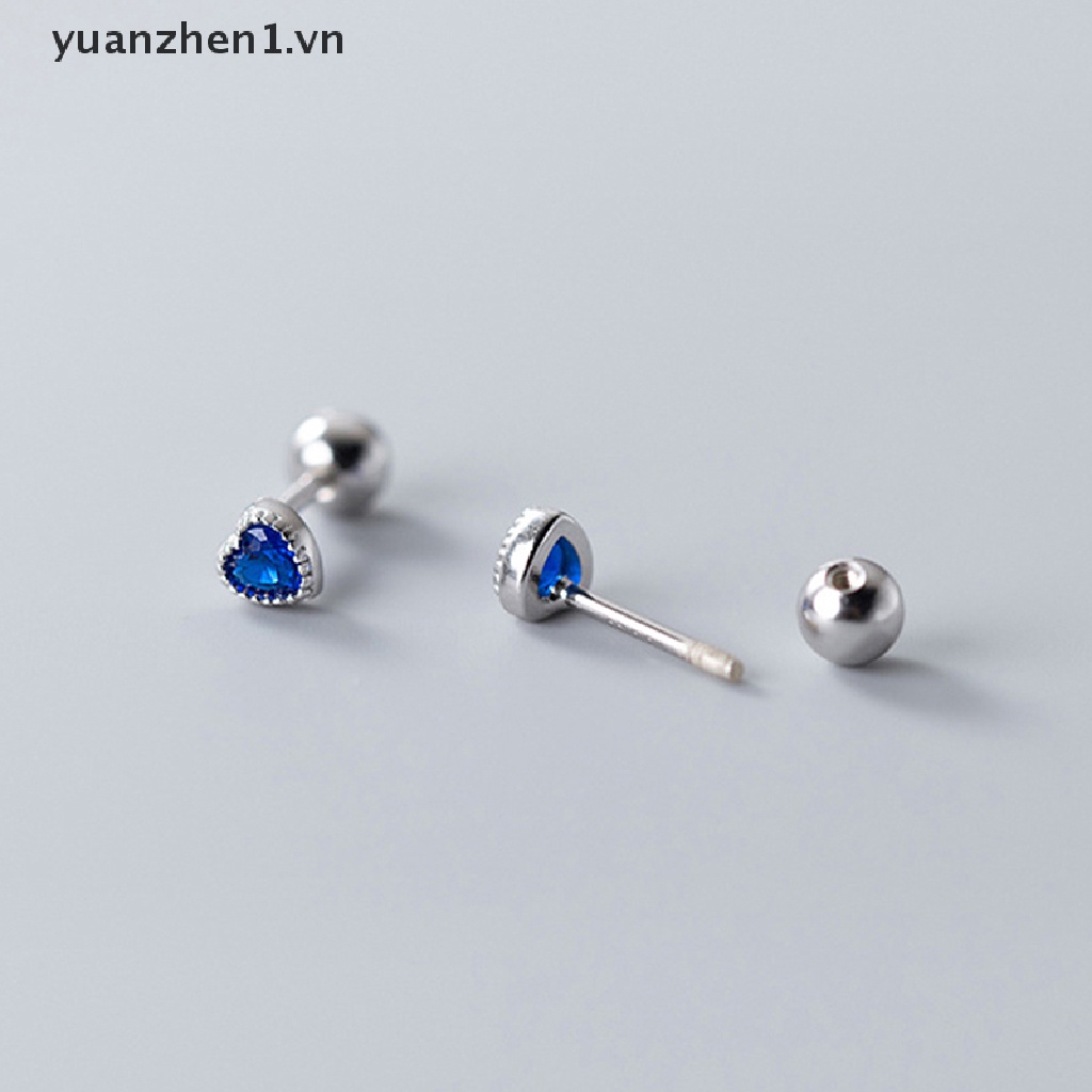 1 Đôi Bông Tai Hình Trái Tim Đính Đá Zircon Thời Trang Dành Cho Nữ