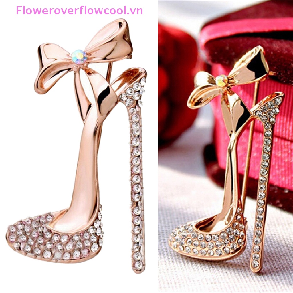 Ghim Cài Áo Hình Giày Cao Gót Đính Đá Pha Lê