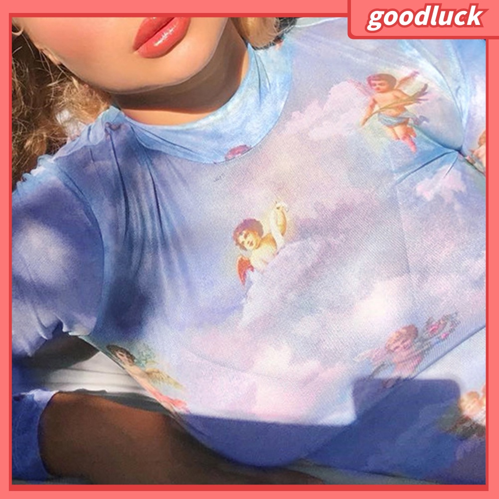 [ULK] Áo Crop Top Tay Dài Cổ Cao Xuyên Thấu Mềm Mại Quyến Rũ Cho Nữ