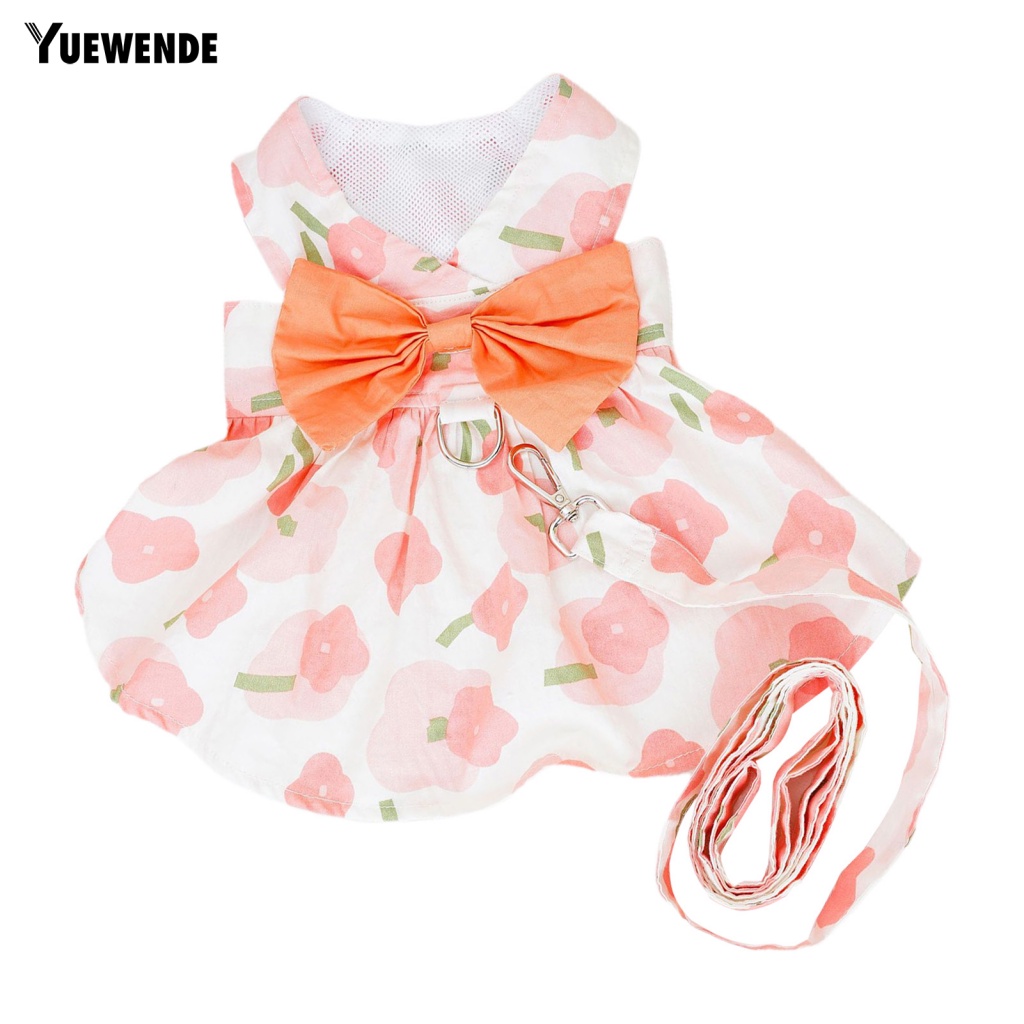 Yue.z Set Áo Và Chân Váy In Hoa Siêu Mỏng Thoải Mái Dễ Lau Chùi Thời Trang Mùa Hè Dành Cho Cún Cưng