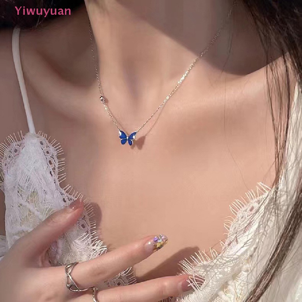 Vòng cổ Mặt Bướm Đổi Màu Theo Nhiệt Độ Bằng Thép Không Gỉ Mới