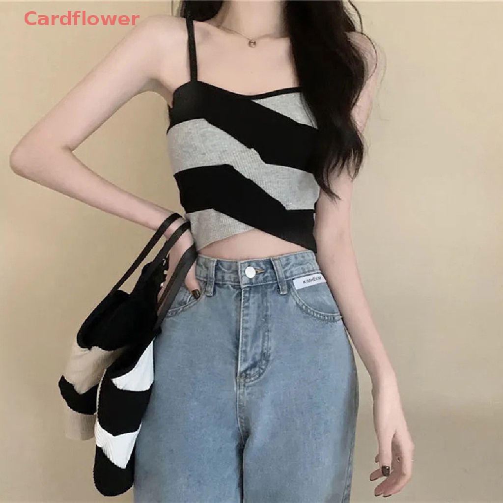 < Cardflower > Áo Crop Top Phong Cách Hàn Quốc Gợi Cảm Đơn Giản Dễ Phối Đồ Thời Trang Mùa Hè Mới Phổ Biến Cho Nữ