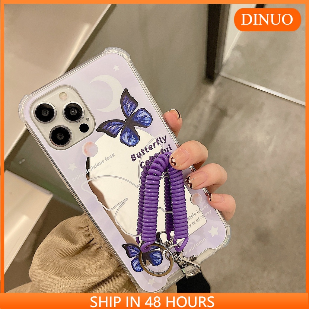 Ốp Điện Thoại Tráng Gương Hình Bướm Màu Tím Cho Iphone6 / 6splus / 7 / 7plus / 8 / 8plus / x / xs / 11 / 12 / 13 / 14 / pro / max / plus / promax