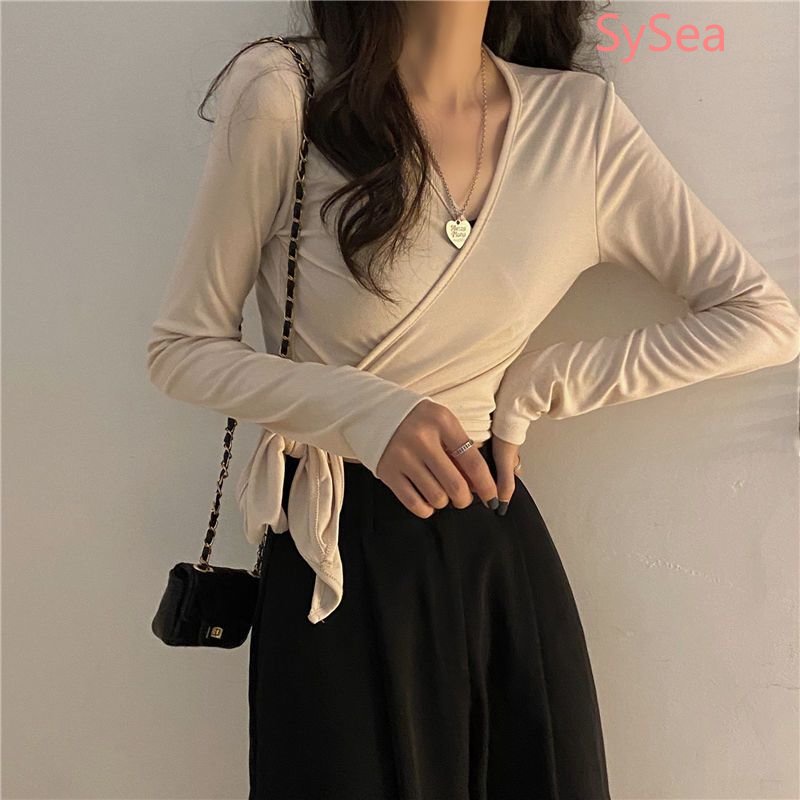 Áo Kiểu Tay Dài Cổ Chữ V Thời Trang Quyến Rũ Cho Nữ