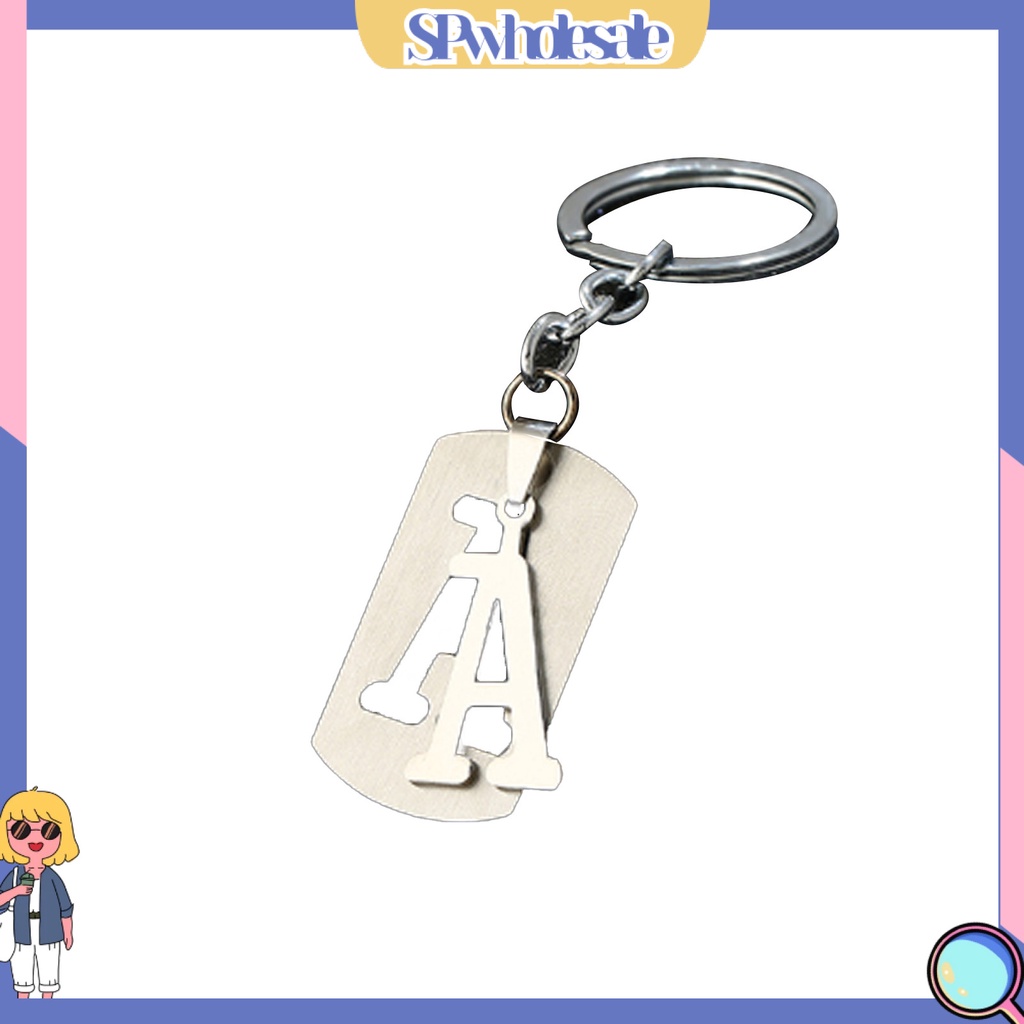 <SPwholesale> Móc Chìa Khóa Dạng Ví Bề Mặt Mịn Bằng Thép Không Gỉ Có Thể Tái Sử Dụng Đa Năng In Chữ Cái A-Z Cho Nam Và Nữ