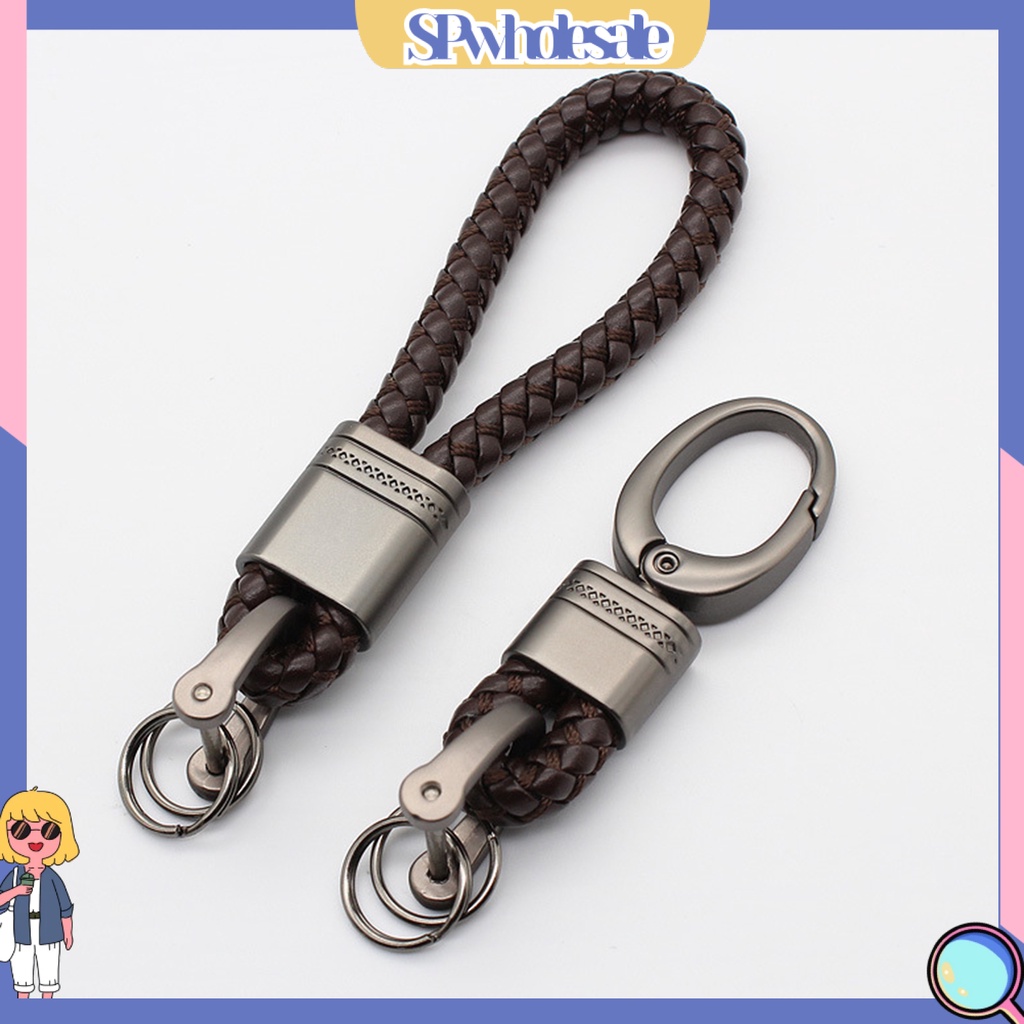 <SPwholesale> Móc Chìa Khóa Giả Da Bện Sợi Hợp Kim Thời Trang Cho Nam Nữ