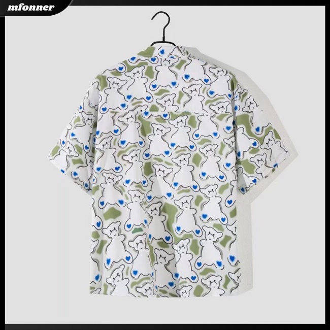 Áo Sơ Mi Tay Ngắn In Họa Tiết Hoạt Hình Phong Cách Hawaii Cho Nam