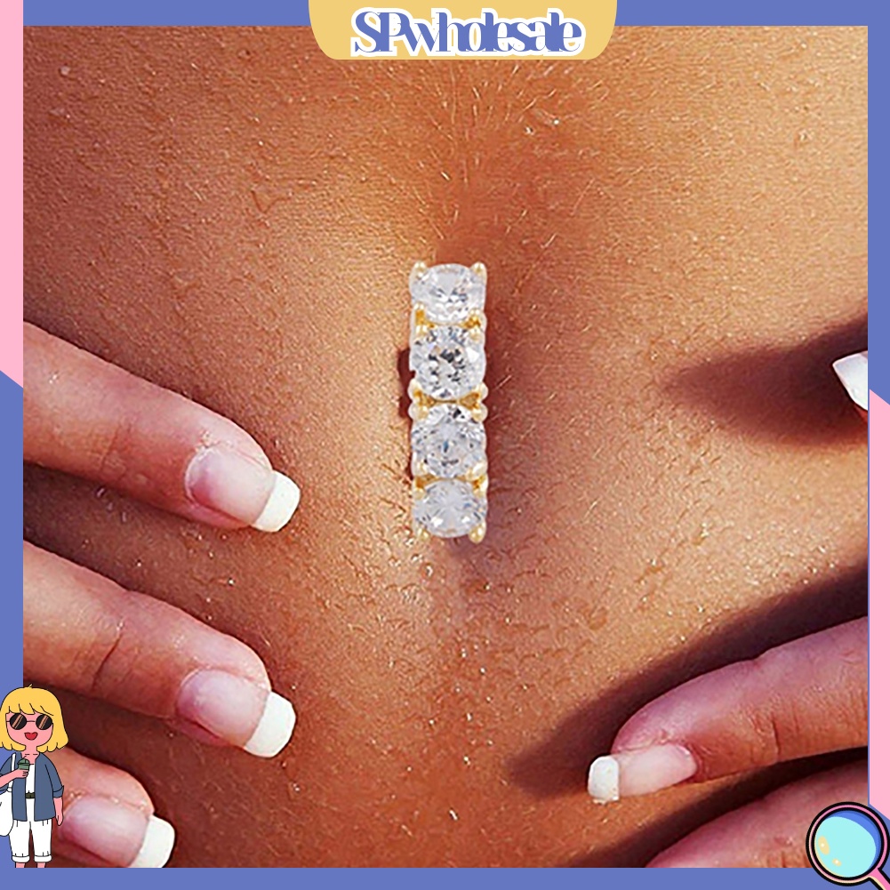 &lt;SPwholesale&gt; Khuyên Rốn Dạng Thanh Tạ Lủng Lẳng Đính Đá Thời Trang &lt; SPwholesale &gt;