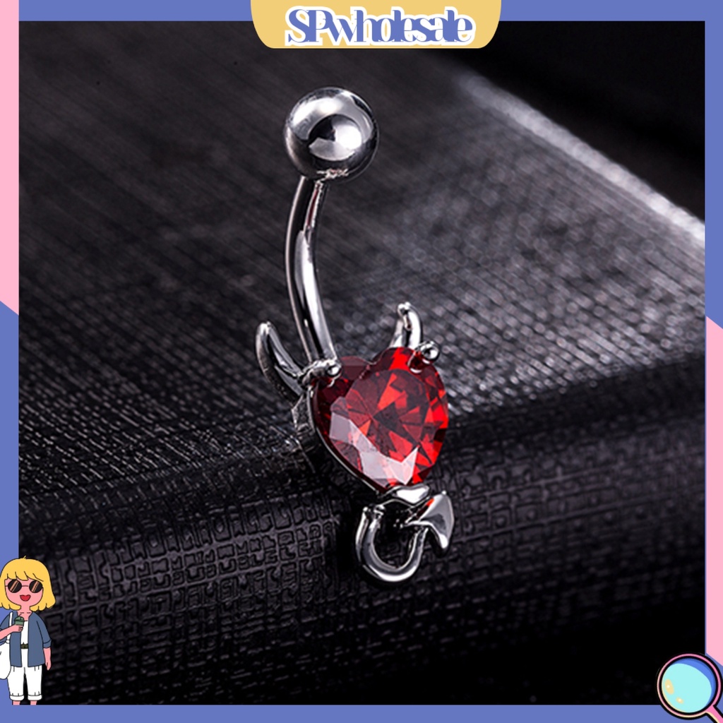&lt;SPwholesale&gt; Khuyên Rốn Hình Trái Tim Đính Đá Quyến Rũ Thời Trang