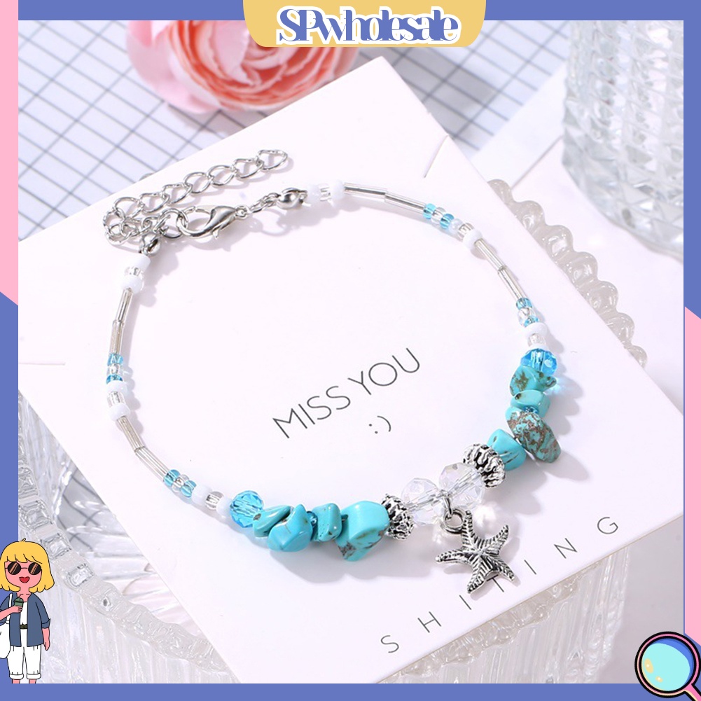 &lt;SPwholesale&gt; Lắc Chân Đính Hạt Và Vỏ Sò / Sao Biển Phong Cách Boho Cho Nữ