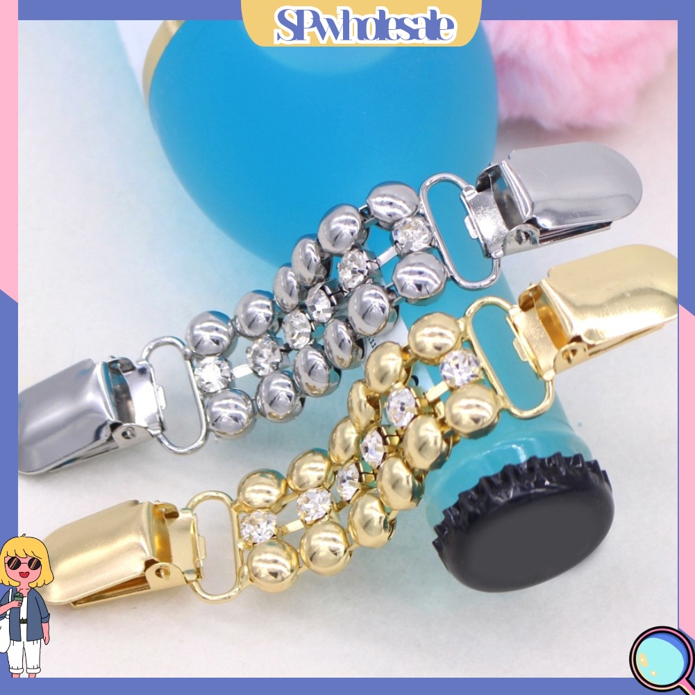 &lt;SPwholesale&gt; Kẹp Áo Cardigan Sweater Không Nút Trang Trí Chuỗi Xích Đính Đá Cho Nữ